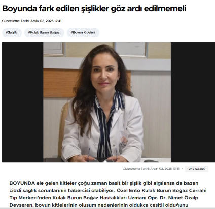 Boyunda fark edilen şişlikler göz ardı edilmemeli